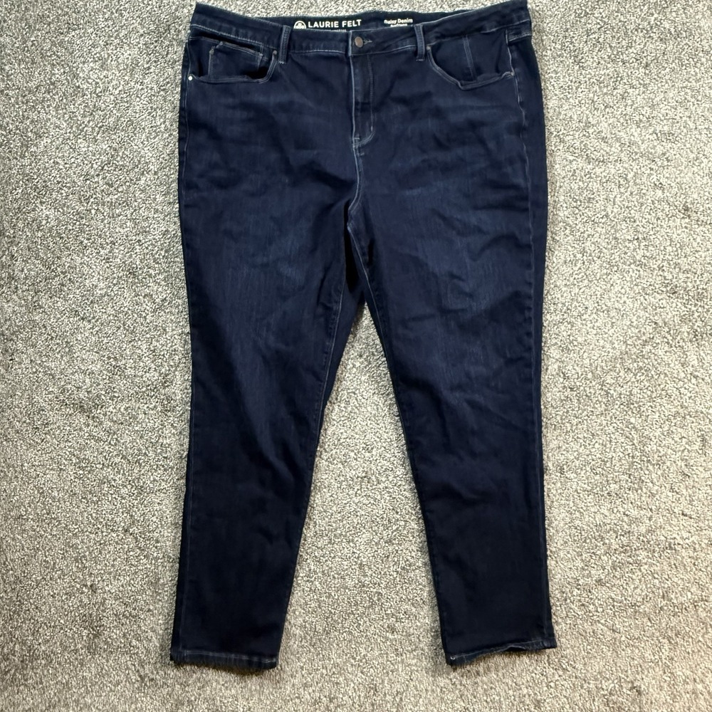 Laurie Felt Daisy Denim Boyfriend Jeans Womens 22W Dark Wash Stretch